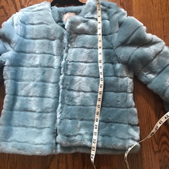 The Loft blue faux fur jacket NWT size PM - Picture 6 of 7